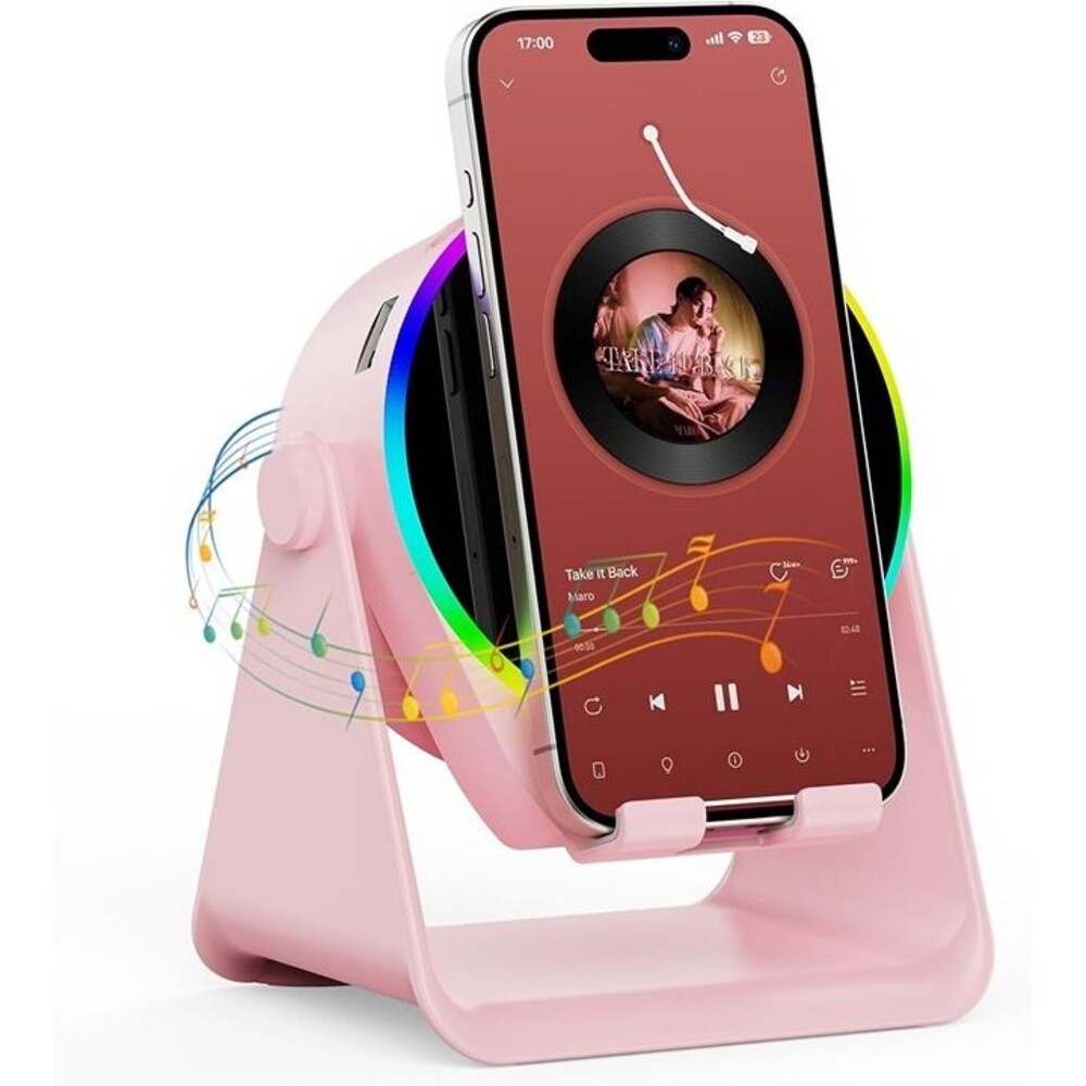 New Wireless Induction Speaker, 5 in 1 Bluetooth Speaker, Pink